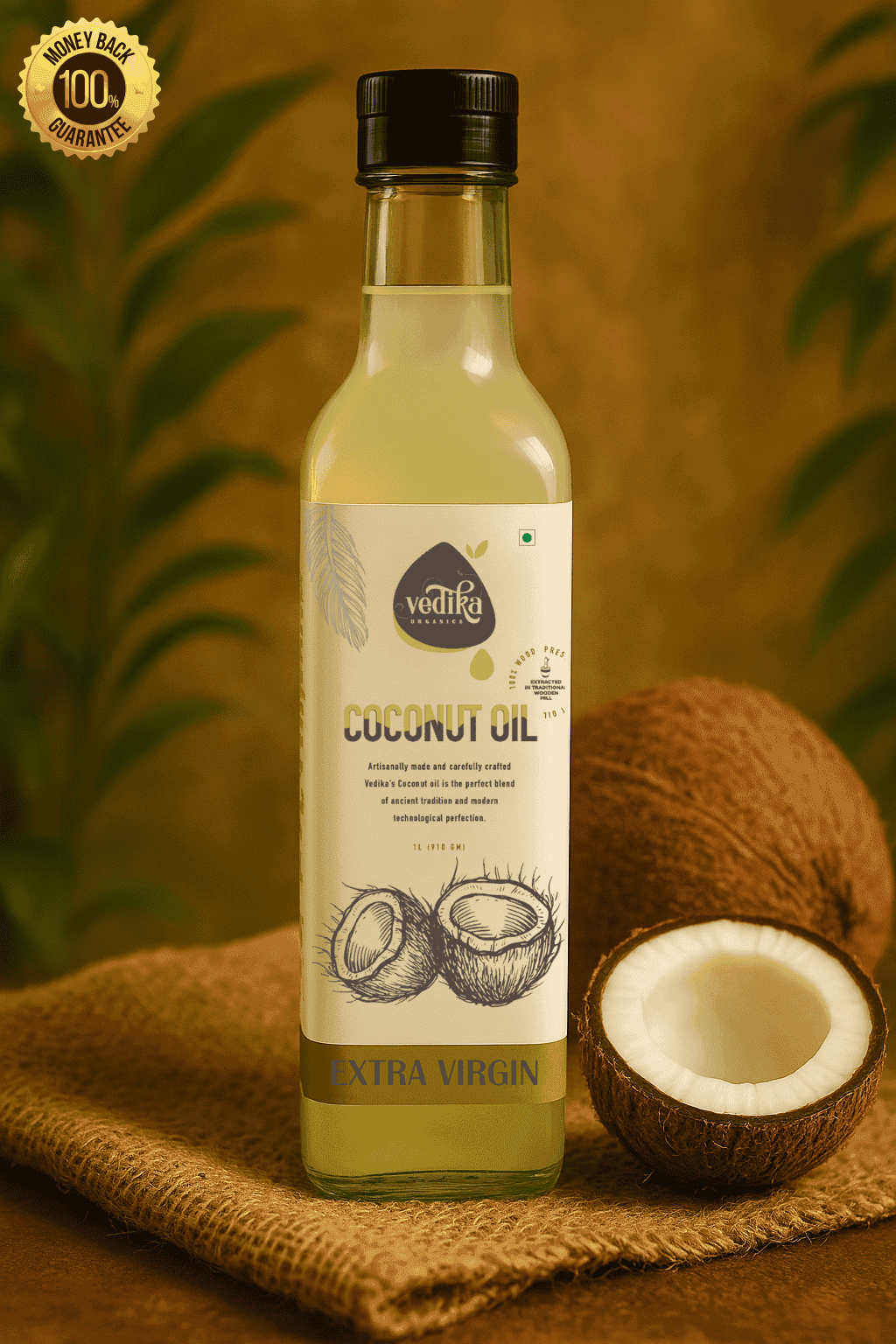 Vedika Organics Extra Virgin Coconut Oil (1 litre)