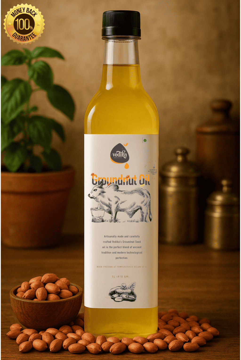 Vedika Organics Extra Virgin Groundnut Oil (1 litre)