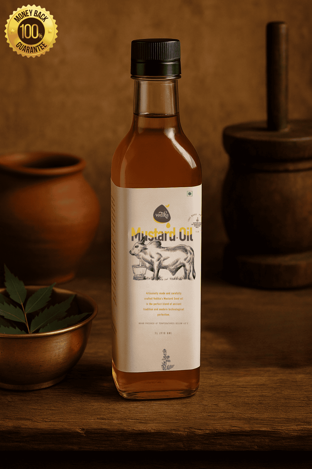 Vedika Organics Extra Virgin Kachi Ghani Mustard Oil (1 litre)